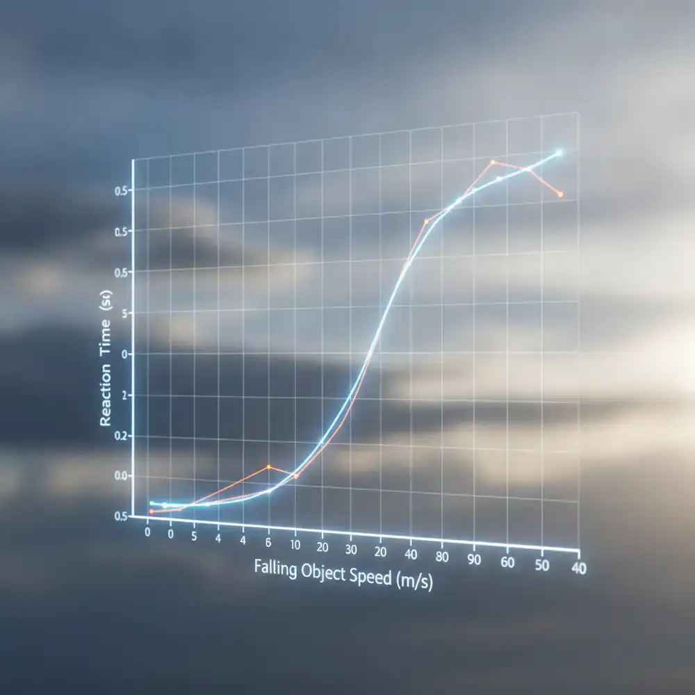 Graph showing reaction times against falling object speeds